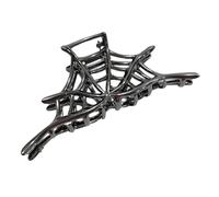 Clip de griffe en toile d’araignée noire, Pinces à cheveux d'Halloween en alliage,Pinces à cheveux en métal noir en alliage antidérapant, pinces à mâchoires en toile d'araignée pour femmes et filles