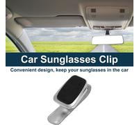 Clip De Lunettes De Soleil Pour Voiture Magnétique Universel Clip De Lunettes De Soleil Pour Pare-Soleil Clip De Lunettes De Vue En CuirPolyuréthaneNoir, Ton Argenté 9,5X3,8 Cm 1 Pièce