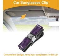 Clip De Lunettes De Soleil Pour Voiture Universel Clip De Lunettes De Soleil Pour Pare-Soleil En Plastique, Strass Violet 10X1.8Cm 1 Pièce