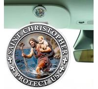 Clip de Pare-Soleil pour Voiture St. Christopher, Lot de 2 Médailles Saint Christopher pour Pare-Soleil, Saint Patron des Voyageurs, Cadeau de Protection pour Conducteurs et Proches