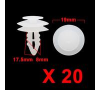 Clip de porte de voiture en plastique à enfoncer dans un panneau de garniture intérieure Trou 8mm Blanc 20 Pcs