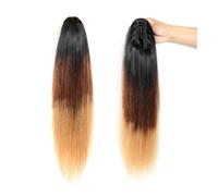 Clip de queue dans les cheveux Straight Hair Ponytail 10-24 Inch Brazilian Remy Human Hair Claw Clip Ponytail Extensions T1B/4/27 Human Hair Ponytail Hairpiece Élastiques à cheveux(12inches)
