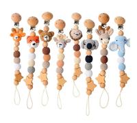 Clip De Sucette En Bois Pour Bébé, Chaîne Factice, Perle De Tête D'ours, Clip Factice, Jouet De Dentition Pour Bébé