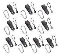 Clip de Tente Coupe-Vent de Camping en Plein air Boucle de Clip de Corde en Spirale réglable 10 Clips de Tente + 10 Cordes Noires + 10 Argent D Suspension Rapide