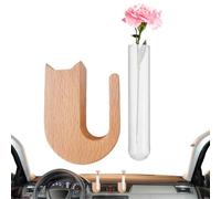 Clip de vase de de ventre de voiture, porte-propagation de en verre avec base en bois, mini accessoire de décoration de véhicules pour berline SUV RV Tableau de bord intérieur Style Affic