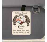 Clip de visière de voiture commémoratif personnalisé, personnalisé Your Wings were Ready But My Heart was Not Car Visor Cadre photo, support de photo de condoléances pour la perte d'un être cher, clip