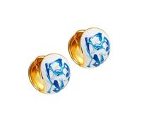 Clip d'oreille en céramique de qualité supérieure avec cadre en cuivre, triple résistance à l'usure, boucles d'oreilles légères pour réunions d'affaires et fêtes en porcelaine bleue, One Size, Comme