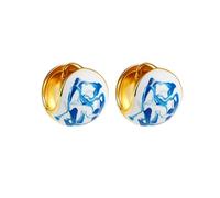 Clip d'oreille en céramique de qualité supérieure avec cadre en cuivre, triple résistance à l'usure, boucles d'oreilles légères pour réunions d'affaires et fêtes, clips d'oreilles en porcelaine bleue