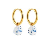 Clip d'oreille en céramique de qualité supérieure avec cadre en cuivre, triple résistance à l'usure, boucles d'oreilles légères pour réunions d'affaires et fêtes en porcelaine bleue, One Size, Comme