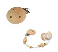 Clip en Bois pour Attache Sucette "Rond" 4cm Beige