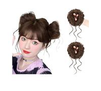 Clip en Chignon Griffe Chignon synthétique Chignon bouclé en désordre, bande élastique Scrunchy, faux cheveux for femmes, épingles à cheveux noir marron Postiche Messy Bun ébouriffé(Natural Color)