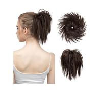 Clip en Chignon Griffe Faux cheveux synthétiques Chignon en désordre Chignon élastique bande Flexible Scrunchy Scrunchie postiche bouclée Extension synthétique Postiche Messy Bun ébouriffé(Dark Brown)