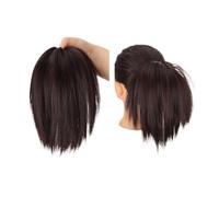 Clip en Chignon Griffe Postiche Chignon synthétique en désordre for femmes, Extension de cheveux lisses, chouchou queue de cheval avec élastique en caoutchouc Postiche Messy Bun ébouriffé(Dark Bown)