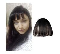 clip en frange pour les femmes Frange à Clip Faux Frange Synthétique Invisible Franges Avant Une Pièce Droite Clip en Morceaux de Cheveux Extensions de Cheveux Frange à Air Plate 3D soignée Faux Acces