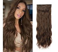 Clip in Hair Extension 24 Pouces 4Pcs Set Extensions Cheveux Clips, morceaux de cheveux pour femmes Fibres de cheveux synthétiques