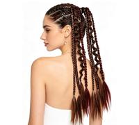 Clip-in Zopf Haarverlängerung | Boho 4-Strängig 50 Cm | Handgefertigte Clip-in Zopfverlängerung mit vier Boho-Strähnen - sofortiger Dreadlock-Look für Festivals, Cosplay, Alltag und