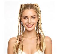 Clip-in Zopf Haarverlängerung | Boho 4-Strängig 50 Cm | Handgefertigte Clip-in Zopfverlängerung mit vier Boho-Strähnen - sofortiger Dreadlock-Look für Festivals, Cosplay, Alltag und