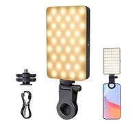 Clip Lumière Pour Téléphone - Lampe LED Portable Rechargeable Par USB Pour Smartphone - Adaptateur pour Trépied avec 3 Modes pour Moniteur Ordinateur Portable Webcam Jour et Nuit Voyage Vloggers et Cr