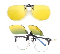 Clip Lunettes Conduite De Nuit Polarisées - Réduisez L'Éblouissement Et Le Stress Visuel - Lunette De Vision Nocturne A Clip,Verres Jaunes HD - Accessoire Essentiel Pour Conducteurs
