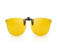 Clip Lunettes Conduite de Nuit Relevable, Clip Solaire pour Lunettes de Vue Polarisées, Lunette Jaune Eblouissement Conduite, Surlunettes Vision Nocturne Homme Femme, Ultra Léger UV400