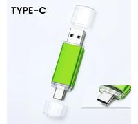 Clip métallique argenté USB et TYPE-C 2 en 1, clé USB 32 go, disque U couleur 64 go 128 go, porte-clés cadeaux, clé mémoire 4 go 8 go 8 Go green