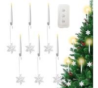 Clip On Candles - LED Light Tree Ornaments, 15cm Fake Candles Warm Ornaments, 6 Pieces Ambient Lighting Decorations | Christmas Decorations For Outdoor Window Fireplace Patio Yard Home Decor Party