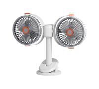 Clip on Fan | 5 Speed Double Head Rechargeable Fan | Portable Clip on Desk Fans | Quiet USB Powered Head Cooling Fans Strong Airflow Adjustable Compact Personal Cooler for Car Summer Travel