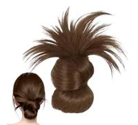 Clip on Feathered Bun Wig, Soft Messy Clip, Lightweight Natural Comfortable Hairpiece, Black, Dark Brown Everyday Hairclip for Women Girls Friends Colleagues Styling