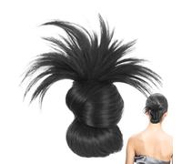 Clip on Feathered Bun Wig, Soft Messy Clip, Lightweight Natural Comfortable Hairpiece, Black, Dark Brown Everyday Hairclip for Women Girls Friends Colleagues Styling