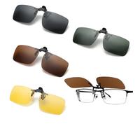 Clip-on lunettes polarisées pour lunettes de vue, 4 pièces, accessoires de lunettes de soleil rotatifs 180° avec matériaux TAC de haute qualité, adaptés aux porteurs de lunettes, verres de s