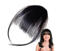 Clip on Real Hair Bangs - Women Clip sur le front Bangs Human Fringe | Extensions de cheveux naturels avec temples, cheveux doux pour l'usure quotidienne, photographie, fête, rendez-vous, cospl