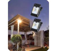 Clip On Solar Lights Outdoor with Motion Sensor - 3 Lighting Modes & Color Temps, Solar Powered Fence Lights Waterproof for Chain Link Fence , Deck, Patio (Tungsten Filament Style,2Pcs)