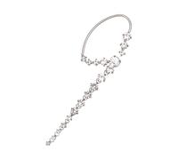 Clip Os de L’oreille Orné de Cristaux, Cuivre Argenté, sans Perçage | Finition Argentée, Confortable et Inaltérable, Style Distinctif, pour Demoiselles D’honneur et Filles