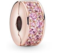 Pandora Charm clip Colours métal plaqué or rose 14 carats, zircones cubiques roses, attache silicone