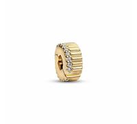 Clip Pandora Moments 764078c01 - Design Bordé Et Texturé Avec Pavé De Cristaux Et Finition Dorée Or 14k