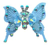 Clip papillon 3D orné de strass pour grille d'aération de voiture avec motif cœur vintage et construction métallique (bleu)