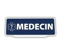 Clip Plaque Pare-Soleil Medecin avec Caducée Rétro-Réfléchissant Bleu Version 2