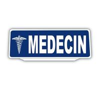 Clip Plaque Pare-Soleil Medecin avec Caducée Rétro-Réfléchissant Bleu Version 3