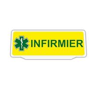 Clip Plaque Pare-Soleil Voiture Infirmier Fond Jaune Rétro-Réfléchissant