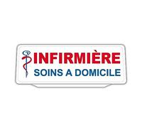 Clip Plaque Pare-Soleil Voiture Infirmiere Soins à Domicile V2 Rétro-Réfléchissant