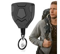 Clip rétractable du support de badge, bague de clé de clip de carabinerie robuste | Accessoires en plein air avec corde métallique en acier pour le camping, cartes d'identité et clés, pêche ou randonn