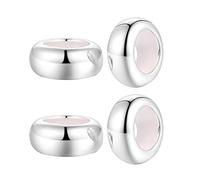 Clip Stopper Charms Sterling Silver Rondelle Spacer Bead for Pandora Charm Bracelets, taille unique, Argent sterling, Zircone