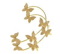 Clip Sur Boucles D'oreilles Femme | Boucles d'oreilles manchette papillon en - d'oreilles en argent avec strass papillon Wrap Crawler, pas de boucles piercing bijoux pour femmes et