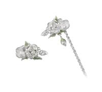 Clip sur l ' oreille manchette bijoux asymétriques boucles d ' oreilles en alliage Floral conceptions portables frange pour un usage quotidien fleur de jasmin manchette d ' oreille