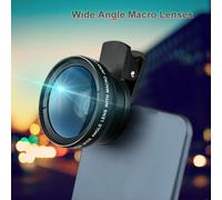 Clip Universel Pour Téléphone Portable, Objectif De Téléphone Professionnel 37mm 0,45x49uv Super Grand Angle + Macro T2-En-1