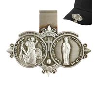 Clip Visor Saint Christopher - Titre ID Double Rond 7 Cm, Médaillon Saint Christopher, Accessoire De Voiture Sans Déformation | Clip De Sécurité Soleil Avec Installation Facile, Pendolar