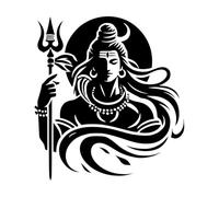clipart de silhouette ornementale du Seigneur Shiva Stickers muraux 42x46.1cm N'abîme pas le mur Noir