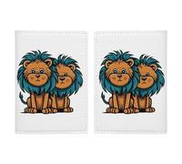 Clipart Étui de protection pour passeport imprimé lion pour cartes de passeport de voyage, étui portefeuille avec blocage RFID, étui pour cartes en cuir pour femmes et hommes, Clipart Lion, 20,3 x