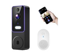 ClipBlur - Sonnette sans fil 1080p avec sonnette, vision nocturne couleur, conversation bidirectionnelle, détection humaine d'IA et alertes instantanées, WiFi 2,4 G, service de stockage dans la
