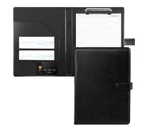 Clipboard A4 avec Couvercle - Pochette en Cuir PU, Classeur d'Écriture avec Compartiments pour Documents, Porte-Stylo & Fermeture Magnétique - Classeur Professionnel pour Conférences (Noir)